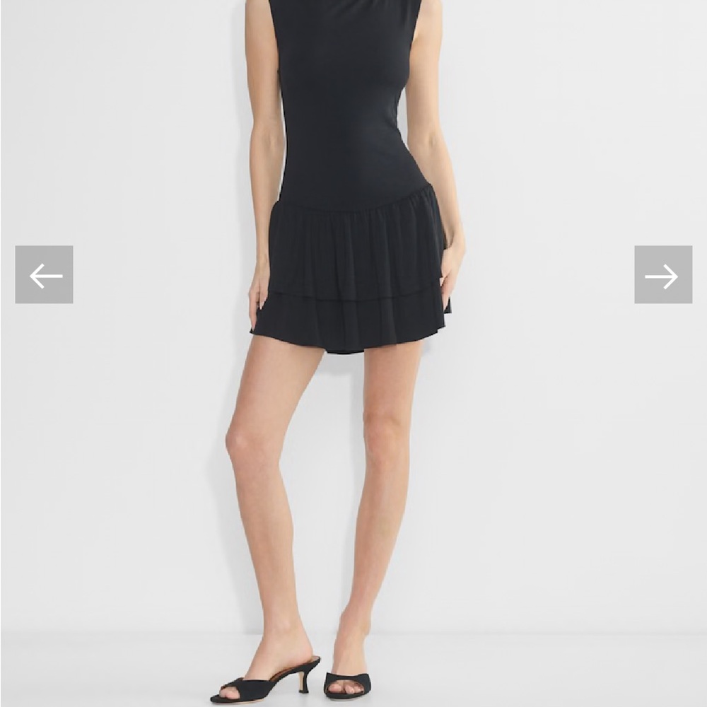 Aritzia Black Sheath Mini Dress Mock Neck Sleeveless